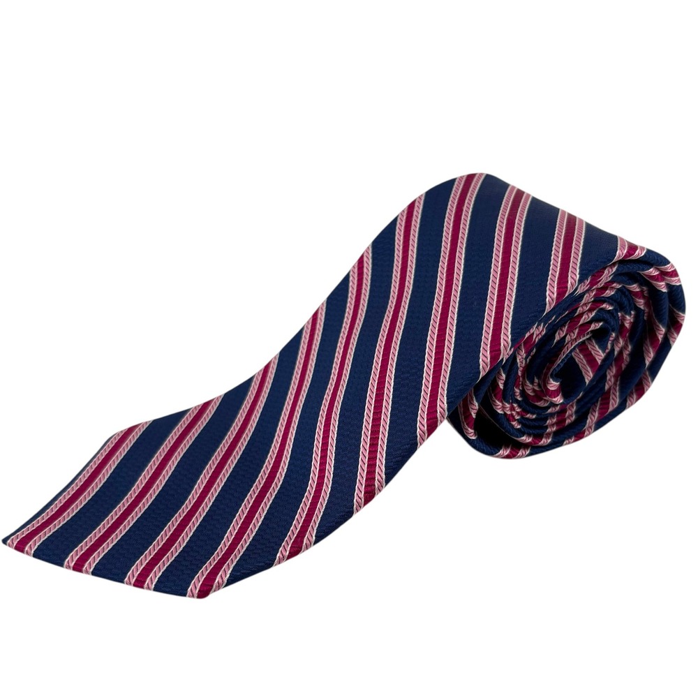 Brooks Brothers 346 Mens Silk Tie Navy Blue Burgundy Striped Classic Necktie USA